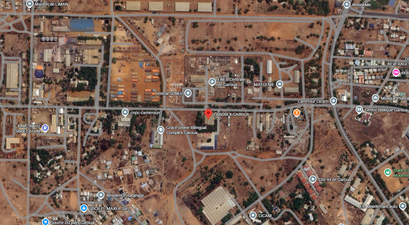 Map to access to Laborex CAMEROUN in GAROUA