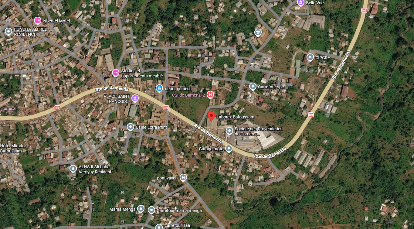 Plan pour accéder à Laborex CAMEROUN à BAFOUSSAM